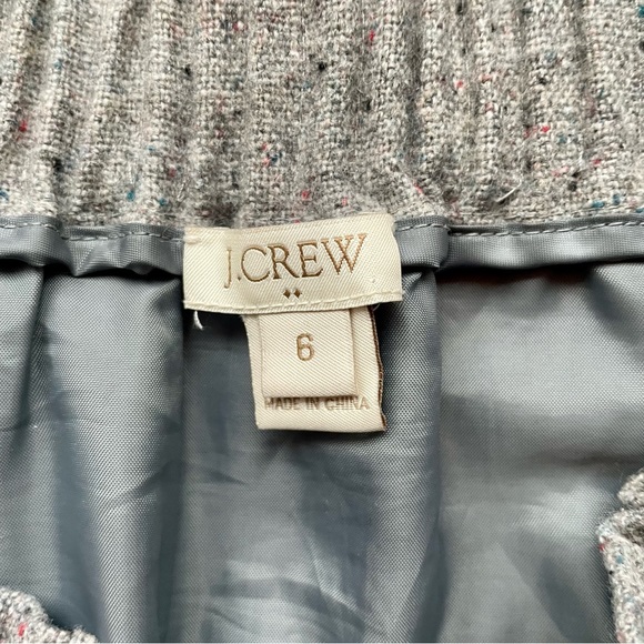 J. Crew Grey Fleck Tweed Wool Blend Paper Bag Waist Mini Skirt Size 6 EUC - Picture 5 of 10